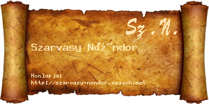 Szarvasy Nándor névjegykártya